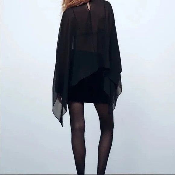 Zara Velvet Cape Blouse - XS-S - Picture 4 of 8